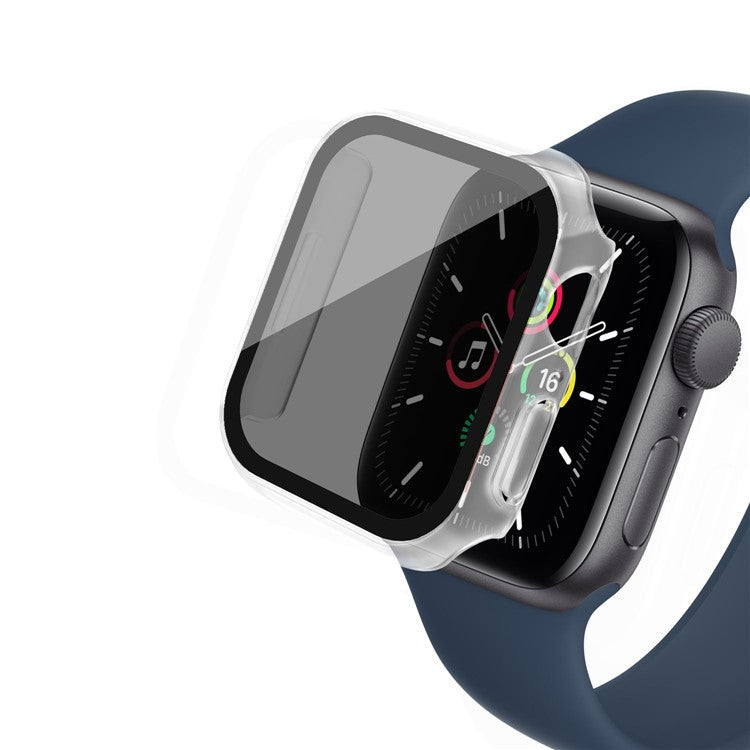 For Apple Watch Series 6 / 5 / 4 / SE / SE (2022) 40mm Matte PC Watch Case with Anti-spy Tempered Glass Film - Transparent