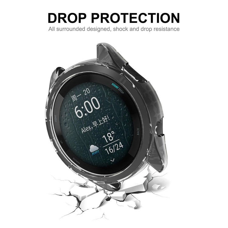 ENKAY HAT PRINCE for Garmin Forerunner 265S Anti-drop Watch Case Transparent TPU Protective Frame Cover - Black