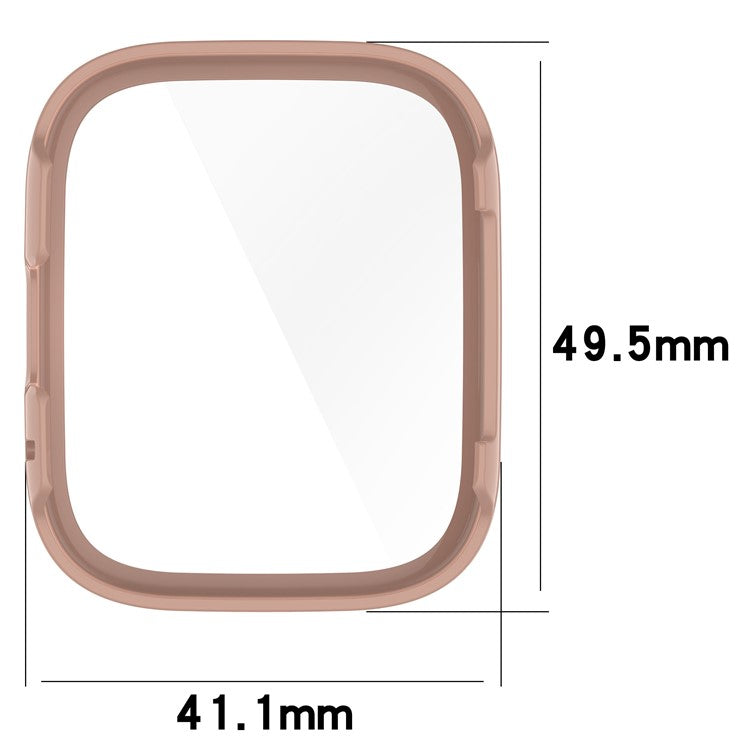 For Xiaomi Redmi Watch 3 Lite / Watch 3 Active Overall PC Case with Tempered Glass Film Ultra-Thin Watch Guard Cover - Ivory White