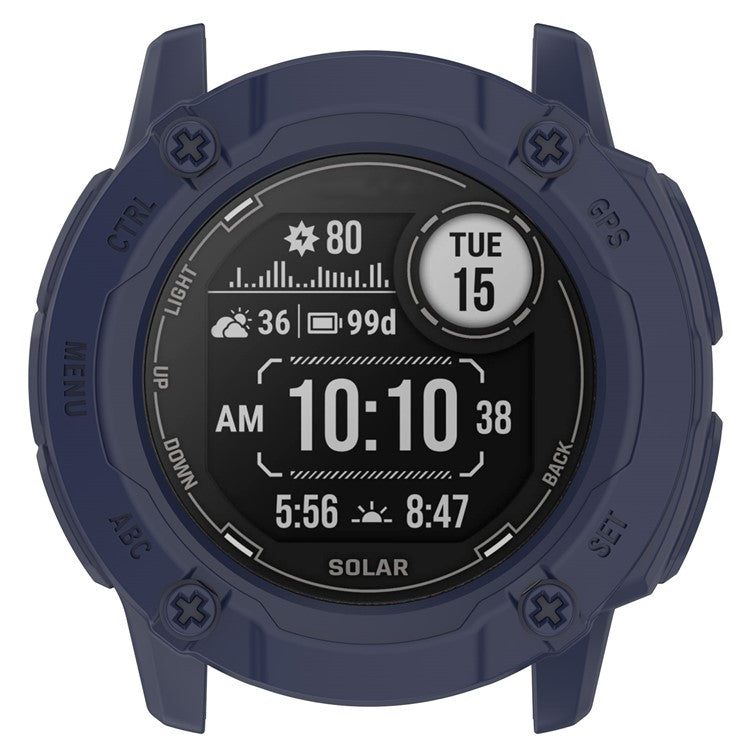 Anti-Fall TPU Hollow Cover for Garmin Instinct 2X Quick Release Sports Watch Case Cover - Midnight Blue