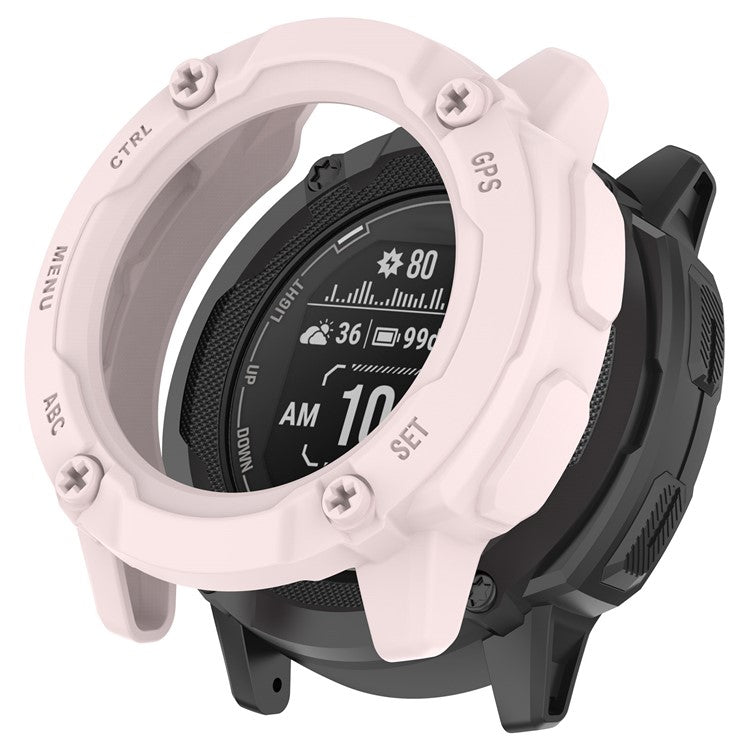 Anti-Fall TPU Hollow Cover for Garmin Instinct 2X Quick Release Sports Watch Case Cover - Light Pink