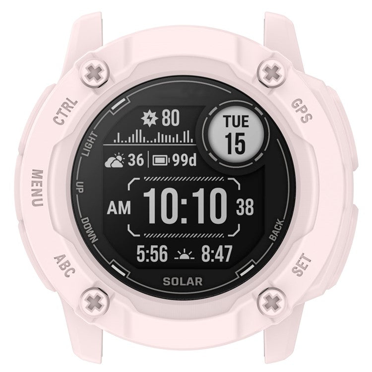 Anti-Fall TPU Hollow Cover for Garmin Instinct 2X Quick Release Sports Watch Case Cover - Light Pink