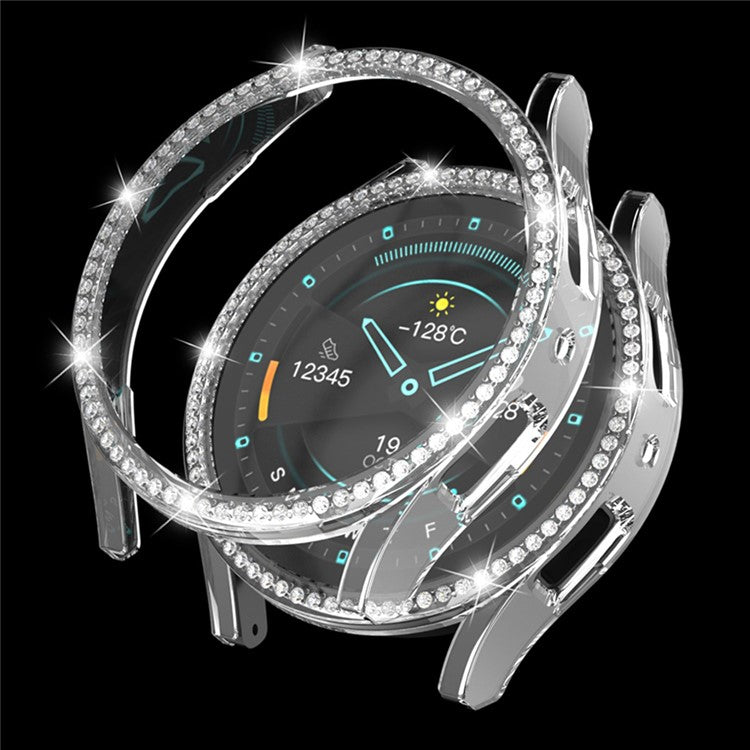 Hard PC Case Cover for Samsung Galaxy Watch6 40mm Rhinestone Decorated Hollow Watch Case Protector - Transparent