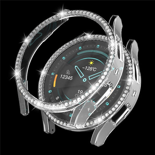 Hard PC Case Cover for Samsung Galaxy Watch6 40mm Rhinestone Decorated Hollow Watch Case Protector - Transparent
