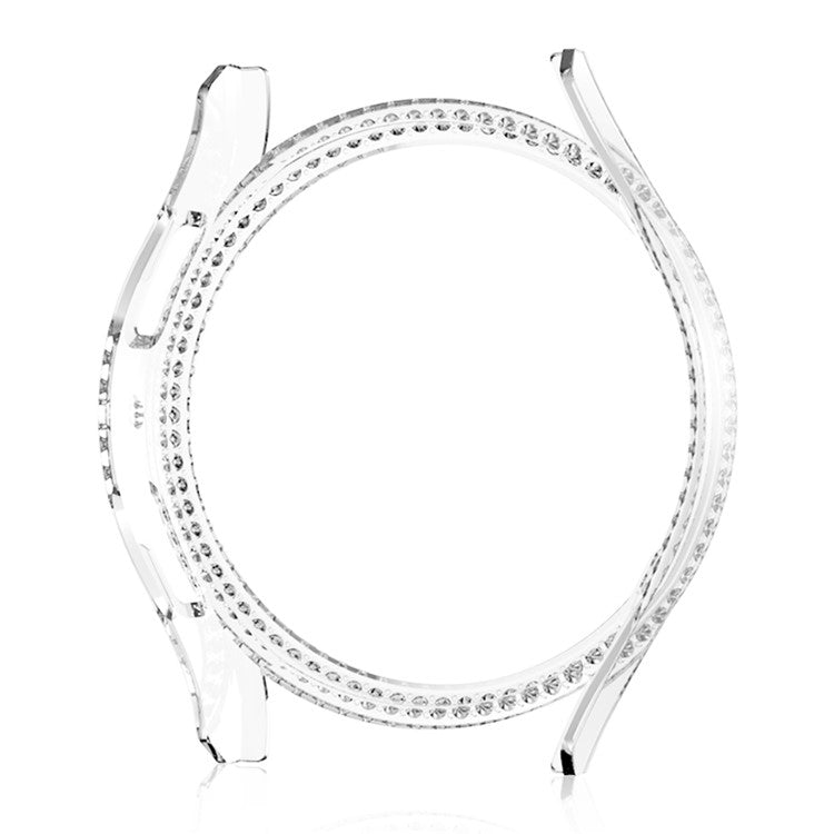 Hard PC Case Cover for Samsung Galaxy Watch6 40mm Rhinestone Decorated Hollow Watch Case Protector - Transparent