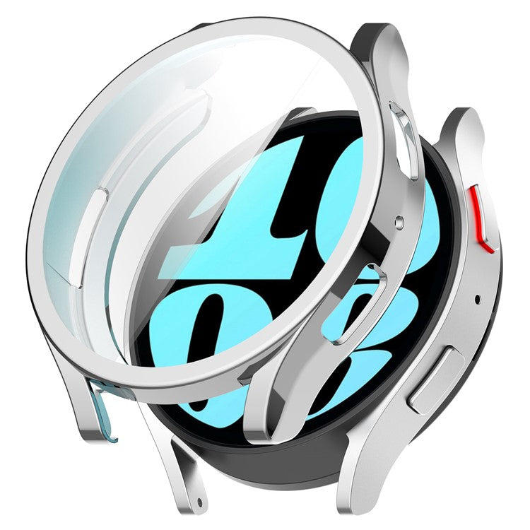 For Samsung Galaxy Watch6 44mm Full Coverage Electroplating Watch Protector TPU Watch Case - Silver