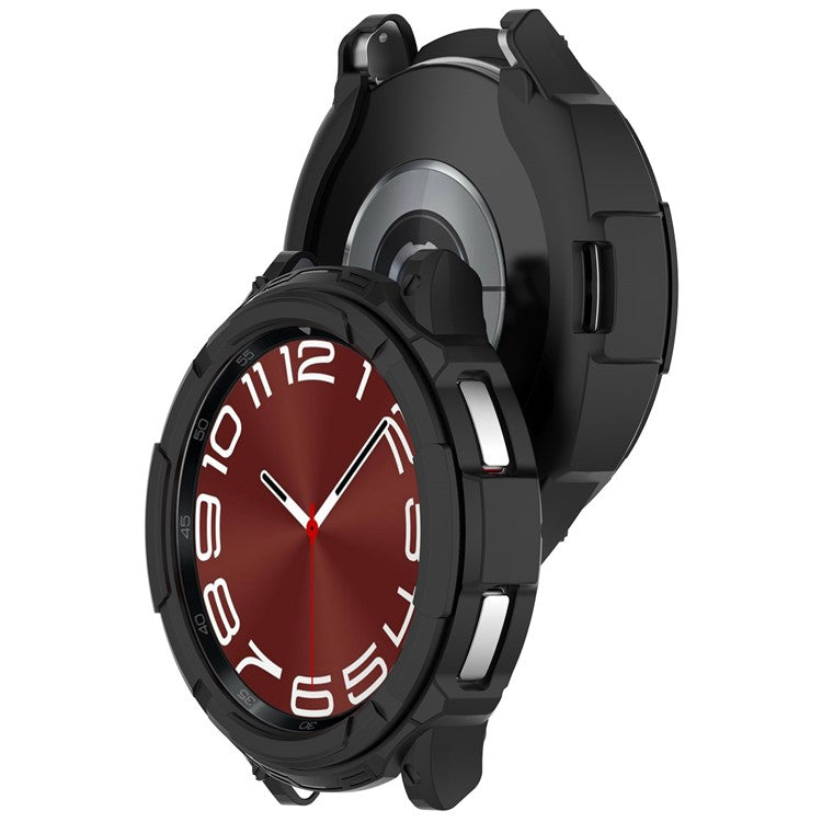 For Samsung Galaxy Watch6 Classic 43mm Soft TPU Shockproof Case Watch Frame Protector with Bezel Ring - Black