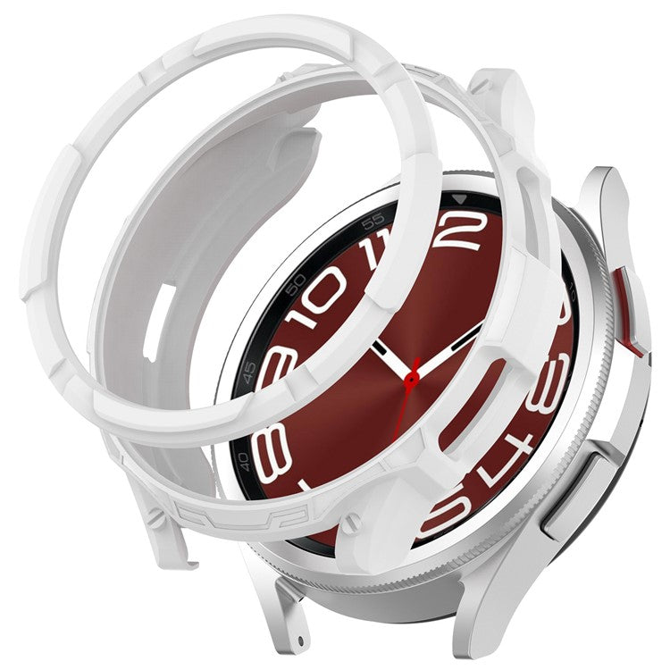 For Samsung Galaxy Watch6 Classic 43mm Soft TPU Shockproof Case Watch Frame Protector with Bezel Ring - White