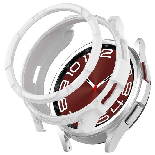 For Samsung Galaxy Watch6 Classic 43mm Soft TPU Shockproof Case Watch Frame Protector with Bezel Ring - White