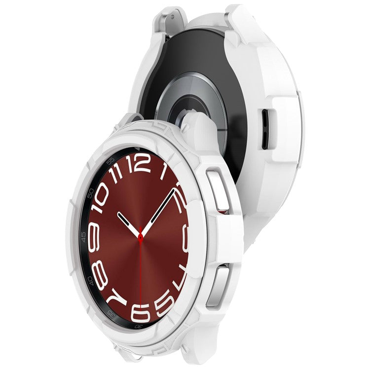 For Samsung Galaxy Watch6 Classic 43mm Soft TPU Shockproof Case Watch Frame Protector with Bezel Ring - White