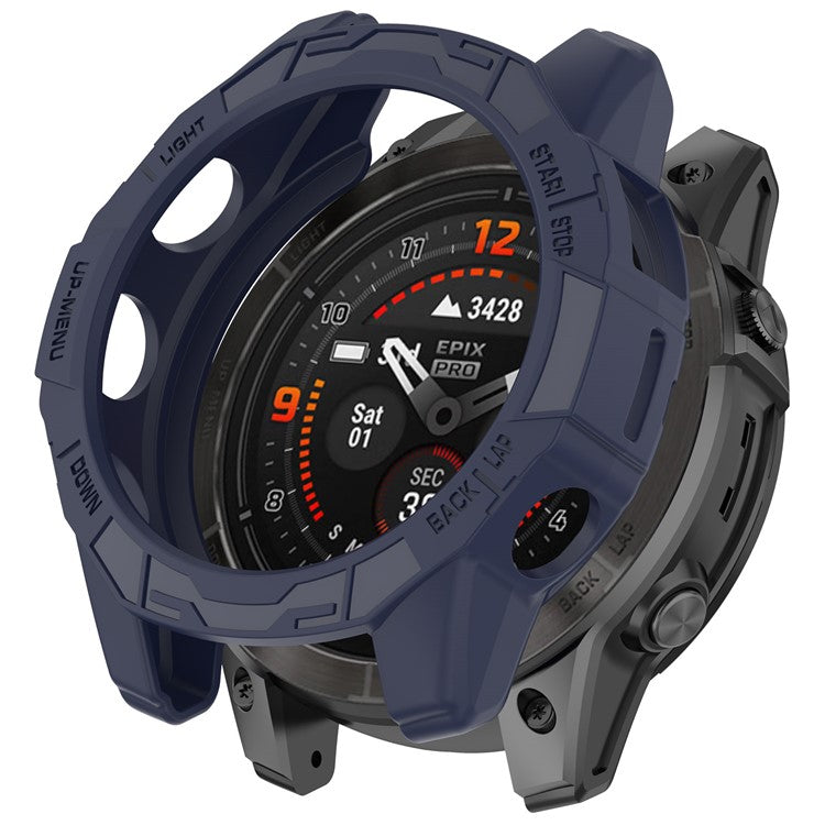 For Garmin epix Pro (Gen 2) 42mm / Fenix 7S Pro / 7S 42mm Half Wrapped Protective Case Soft TPU Hollow Watch Cover Frame - Midnight Blue
