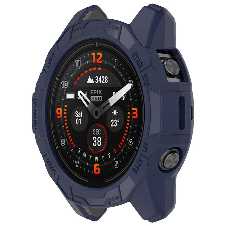 For Garmin epix Pro (Gen 2) 42mm / Fenix 7S Pro / 7S 42mm Half Wrapped Protective Case Soft TPU Hollow Watch Cover Frame - Midnight Blue