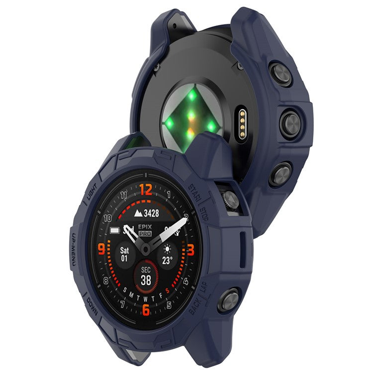 For Garmin epix Pro (Gen 2) 42mm / Fenix 7S Pro / 7S 42mm Half Wrapped Protective Case Soft TPU Hollow Watch Cover Frame - Midnight Blue
