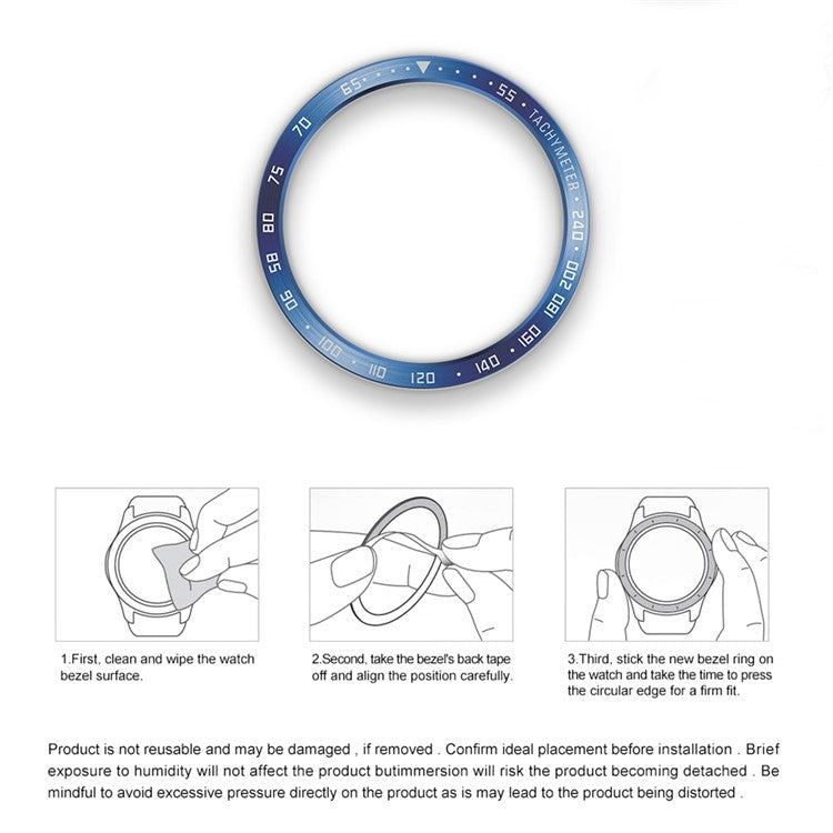 For Samsung Galaxy Watch6 Classic 47mm Watch Stainless Steel Bezel Insert Protective Ring Anti-scratch Adhesive Cover (Type E) - Silver / Black Characters