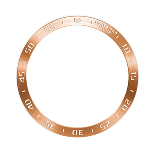 For Samsung Galaxy Watch6 Classic 43mm Bezel Ring Stainless Steel Wristwatch Bezel Insert Loop Replacement (Type A) - Rose Gold / White Characters