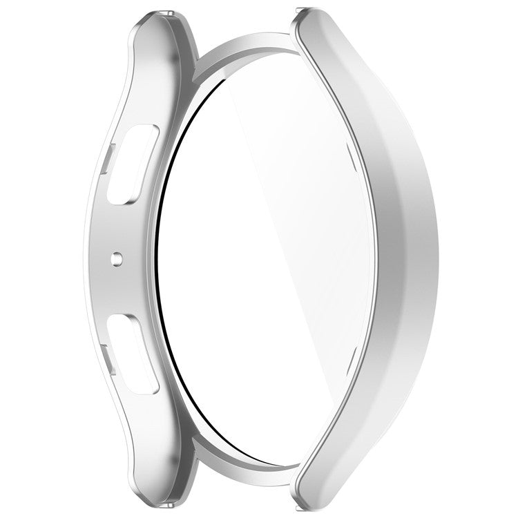 For Samsung Galaxy Watch6 40mm Hard PC Watch Case Protective Frame Integrated with Tempered Glass Film - Silver
