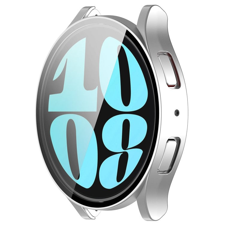 For Samsung Galaxy Watch6 40mm Hard PC Watch Case Protective Frame Integrated with Tempered Glass Film - Silver