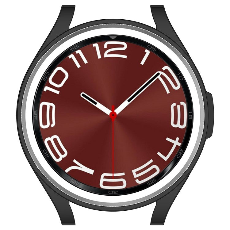 For Samsung Galaxy Watch6 Classic 47mm Electroplating TPU Watch Case Hollow Anti-collision Frame - Black