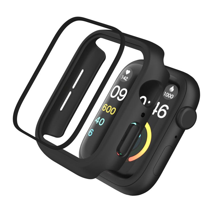 IP68 Waterproof Watch Case for Apple Watch Series 9 / 8 / 7 41mm , Tempered Glass Screen Protector PC Watch Cover - Black