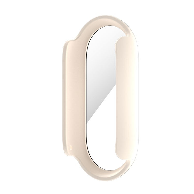 For Xiaomi Smart Band 8 Watch Cover Hard PC Overall Protective Case with Tempered Glass Screen Protector - Beige