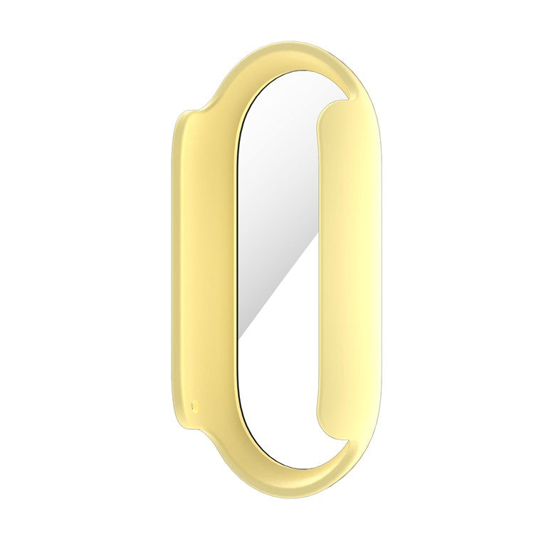 For Xiaomi Smart Band 8 Watch Cover Hard PC Overall Protective Case with Tempered Glass Screen Protector - Yellow