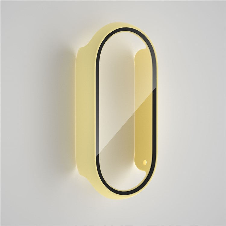 For Xiaomi Smart Band 8 Watch Cover Hard PC Overall Protective Case with Tempered Glass Screen Protector - Yellow
