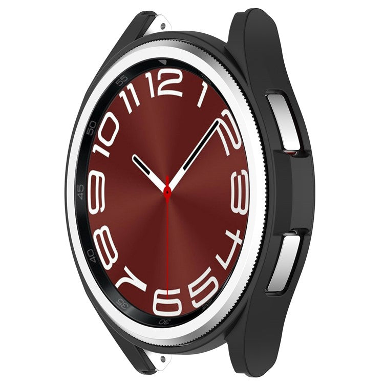 For Samsung Galaxy Watch6 Classic 43mm Hard PC Case Hollowed-out Half Wrapped Protective Cover - Black