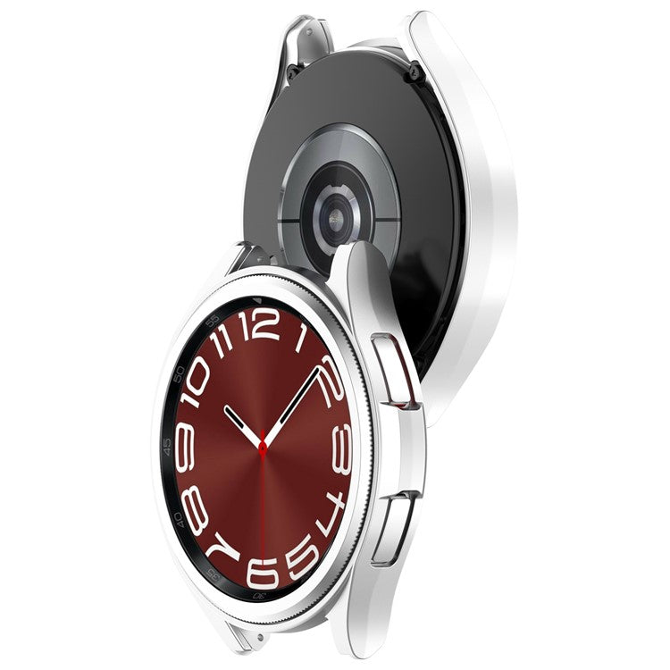 For Samsung Galaxy Watch6 Classic 43mm Hard PC Case Hollowed-out Half Wrapped Protective Cover - Silver