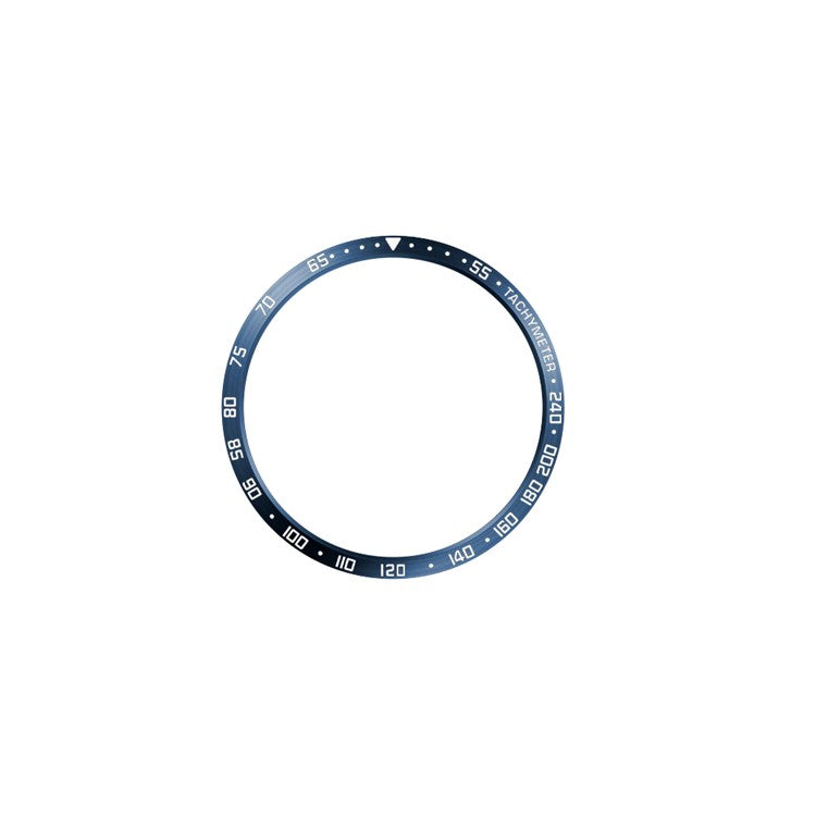 Bezel Ring for Samsung Galaxy Watch6 44mm , Stainless Steel Anti-Scratch Adhesive Cover Protector (Type E) - Blue / Silver Characters
