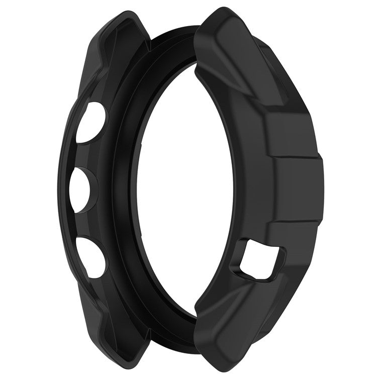 For Garmin Approach S70 42mm Rugged TPU Watch Case Shockproof Hollow Frame Cover - Black