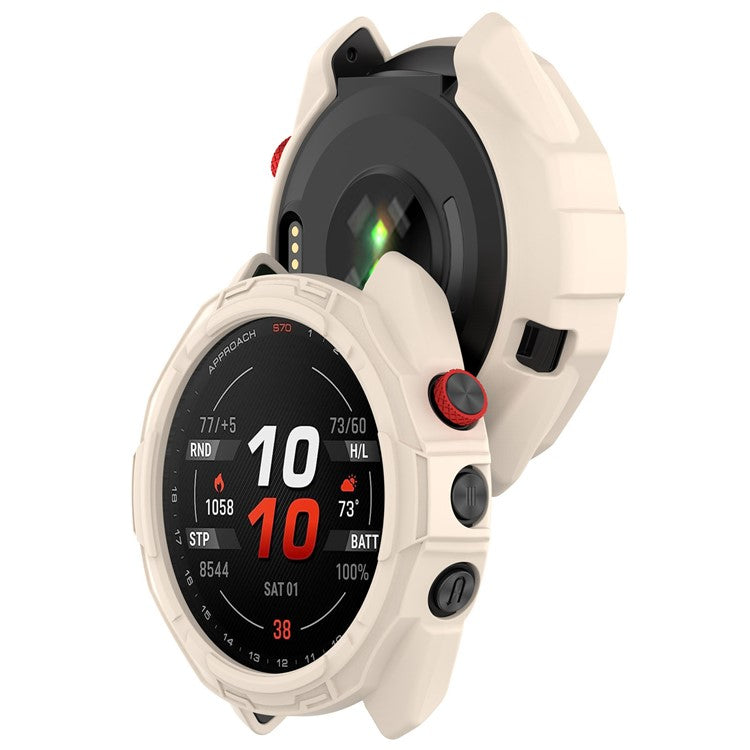 For Garmin Approach S70 42mm Rugged TPU Watch Case Shockproof Hollow Frame Cover - Starlight