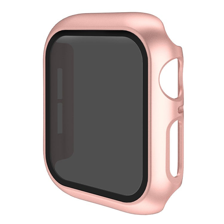 Anti-Scratch Hard PC Case for Apple Watch Series 9 / 8 / 7 41mm Integrate Protective Case with Anti-Spy Tempered Glass Screen Protector - Rose Gold