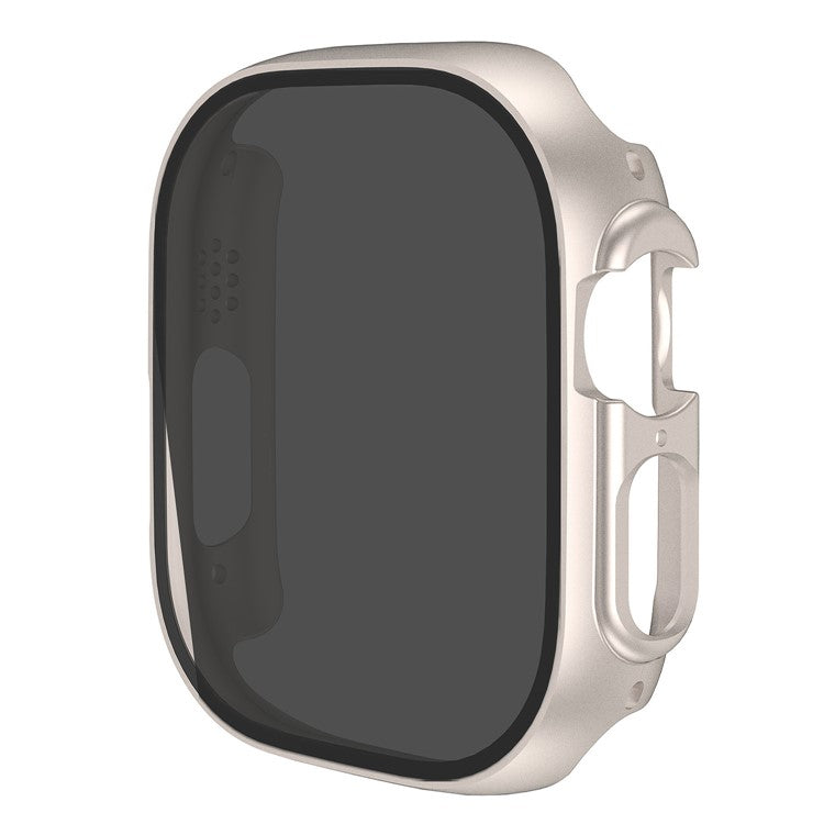For Apple Watch Series 4 / 5 / 6 / SE / SE (2022) 44mm Integrate Hard PC Case Cover Smart Watch Case Protector with Anti-Spy Tempered Glass Screen Film - Starlight