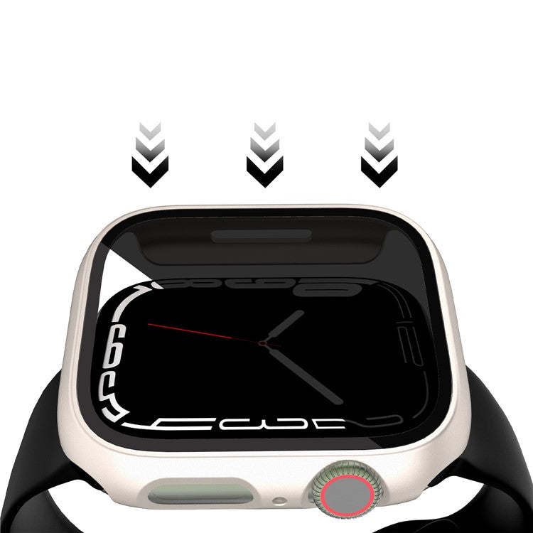 For Apple Watch Series 4 / 5 / 6 / SE / SE (2022) 44mm Integrate Hard PC Case Cover Smart Watch Case Protector with Anti-Spy Tempered Glass Screen Film - Starlight