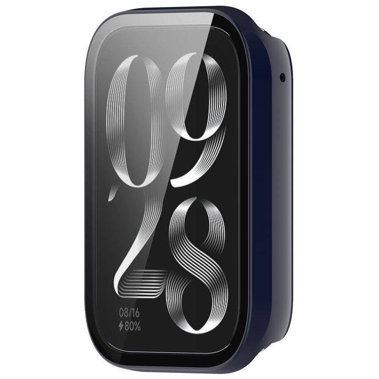 Watch Case for Xiaomi Smart Band 8 Pro , Hard PC Frame Watch Cover with Tempered Glass Screen Protector - Ink Blue