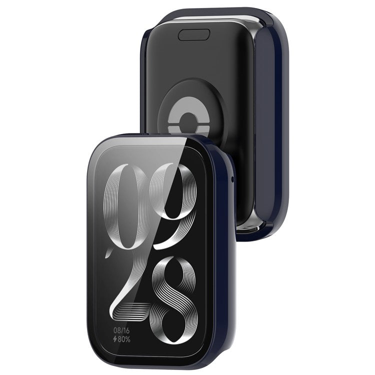 Watch Case for Xiaomi Smart Band 8 Pro , Hard PC Frame Watch Cover with Tempered Glass Screen Protector - Ink Blue