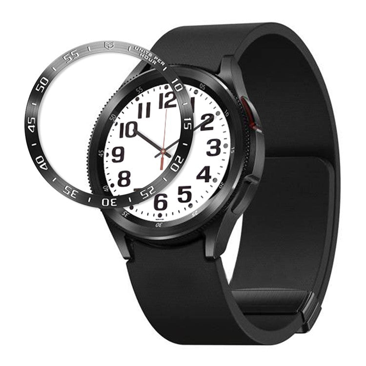 Type A Watch Bezel Ring for Galaxy Watch6 Classic 43mm , Metal Stylish Frame Loop Adhesive Cover with Dial Plate - Silver