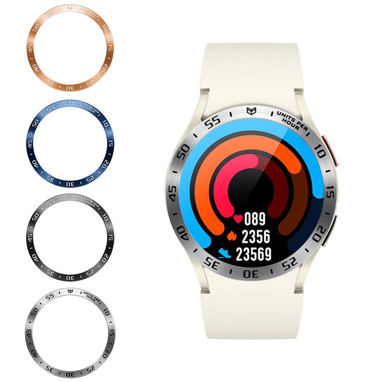 Type A Watch Bezel Ring for Galaxy Watch6 Classic 43mm , Metal Stylish Frame Loop Adhesive Cover with Dial Plate - Silver