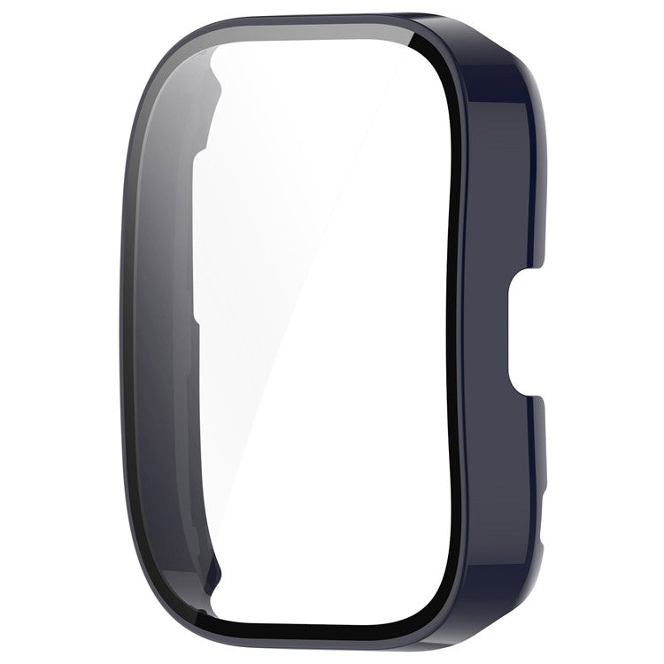 For Huami Amazfit Bip 5 A2215 Overall Protective Case Hard PC Watch Cover with Tempered Glass Screen Protector - Ink Blue