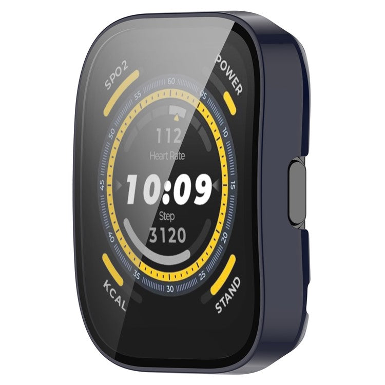 For Huami Amazfit Bip 5 A2215 Overall Protective Case Hard PC Watch Cover with Tempered Glass Screen Protector - Ink Blue