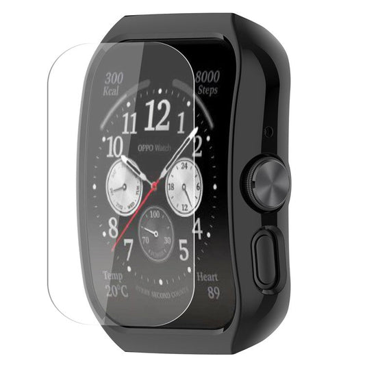For Oppo Watch 4 Pro / Watch 3 Pro Protective Case Hard PC Hollowed-Out Watch Cover with TPU Hydrogel Film - Black