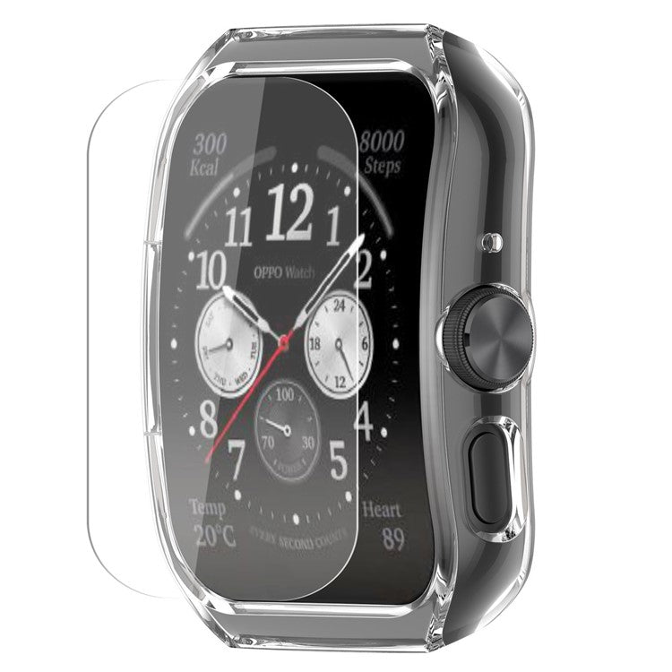 For Oppo Watch 4 Pro / Watch 3 Pro Protective Case Hard PC Hollowed-Out Watch Cover with TPU Hydrogel Film - Transparent White