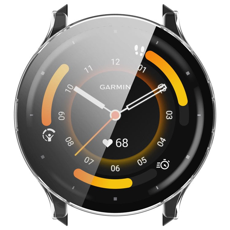 For Garmin Venu 3S Full Coverage Hard PC Watch Case Clear Cover with Tempered Glass Screen Protector - Transparent White