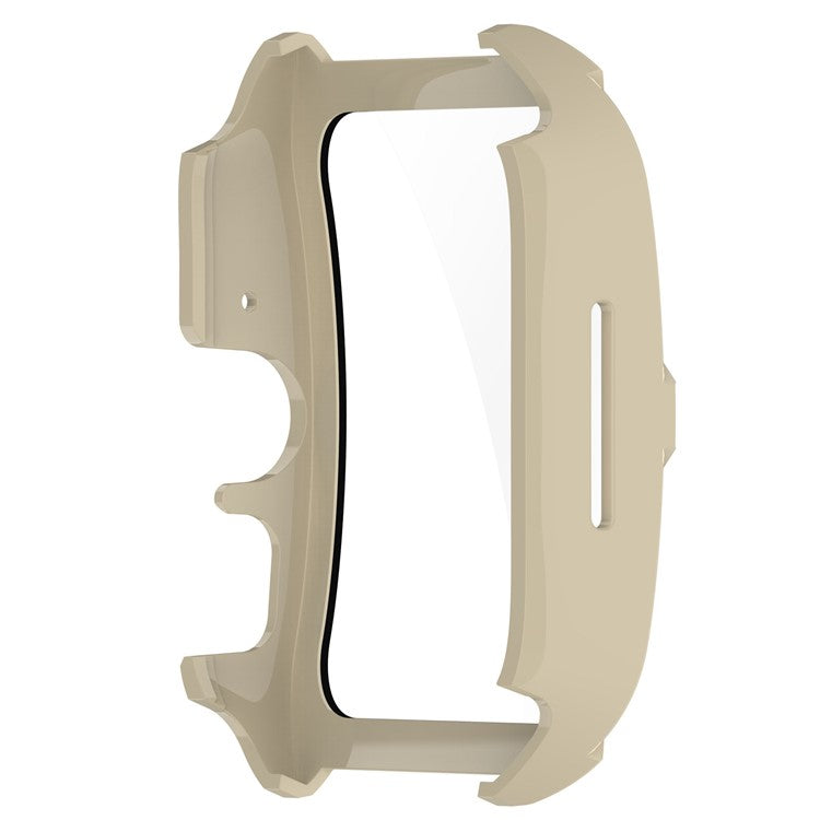 For Oppo Watch 4 Pro Hard PC Case Cover Anti-Scratch Watch Case with Tempered Glass Screen Film - Ivory White