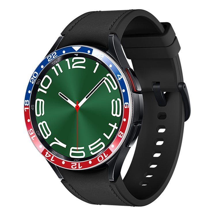 For Samsung Galaxy Watch6 Classic 47mm / Watch 5 Pro 45mm Bezel Ring Dual Color Aluminium Alloy Watch Cover - Blue / Red