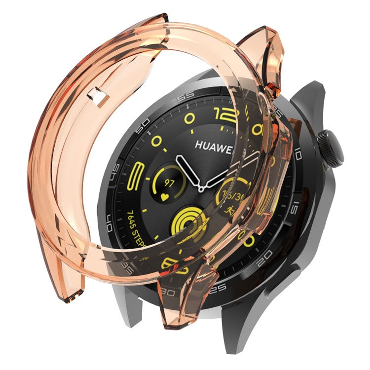For Huawei Watch GT 4 46mm Protective Frame TPU Hollow Out Anti-drop Watch Case - Transparent Orange