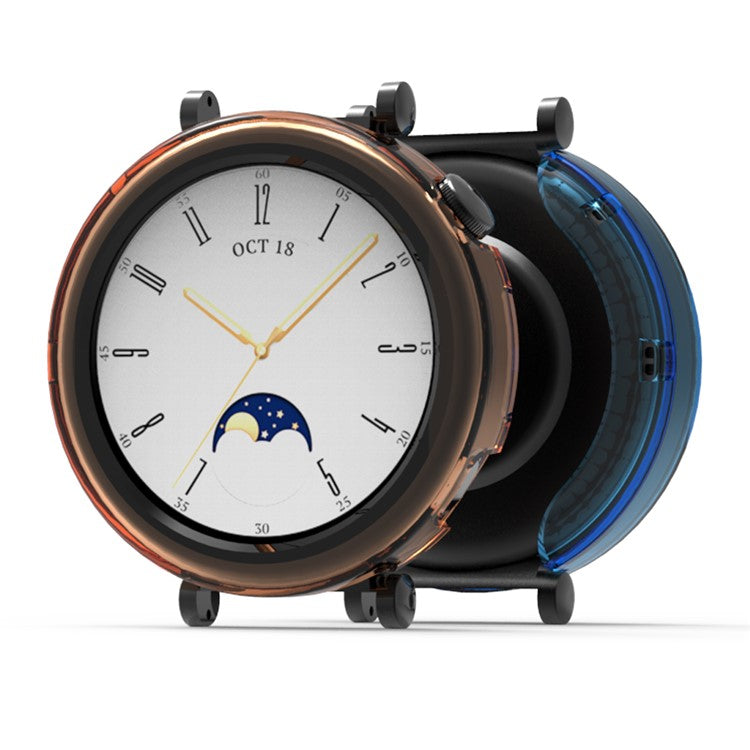 For Huawei Watch GT 4 41mm Watch Case Hollow Out TPU Protective Frame - Transparent Black