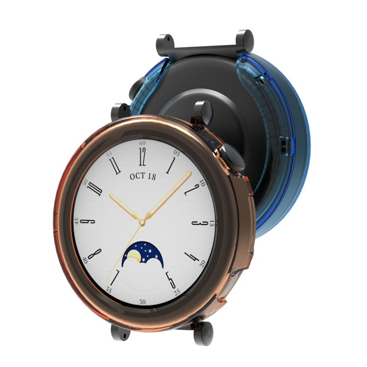 For Huawei Watch GT 4 41mm Watch Case Hollow Out TPU Protective Frame - Transparent Black