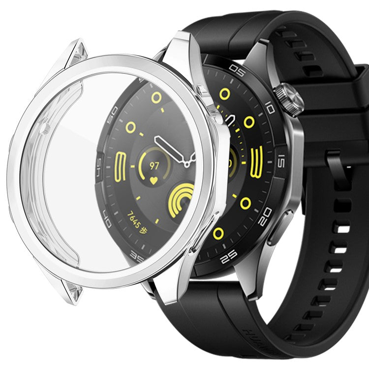 For Huawei Watch GT 4 46mm Watch Case TPU Scratch-resistant Electroplating Protector Cover - Silver