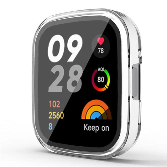 For Xiaomi Redmi Watch 3 Hard PC Watch Case Cover with Tempered Glass Screen Protector - Transparent